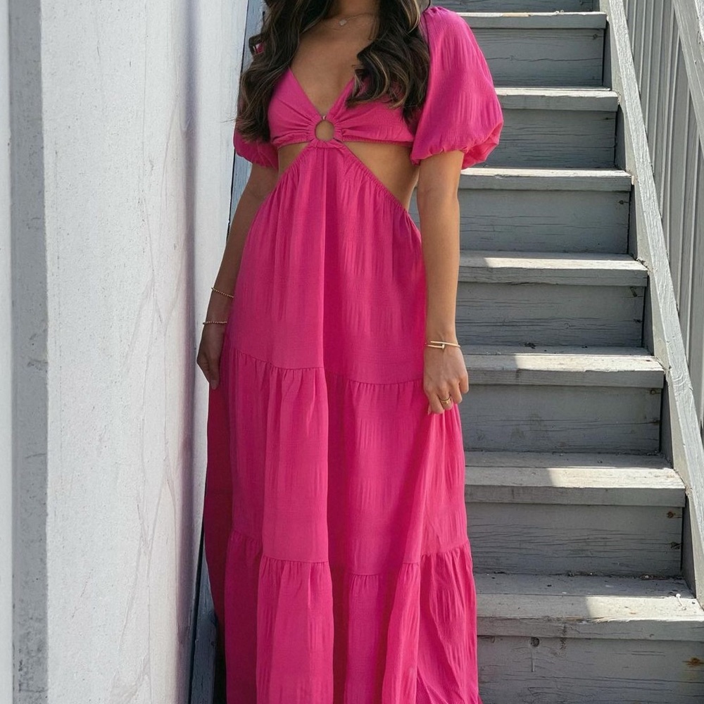 NWT Hot Pink Cut Out Tiered Maci Dress